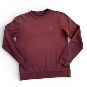 Allsaints Raven Crewneck Sweatshirt Men's Burgundy Cotton Pullover